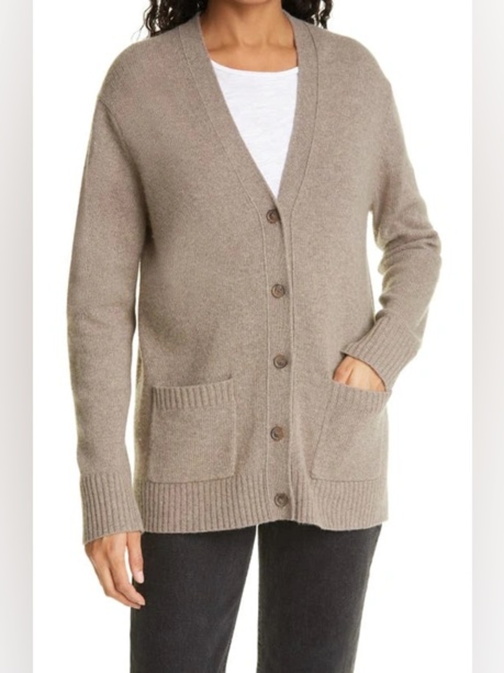 Jenni Kayne Everyday Cardigan Wool Cashmere Taupe S